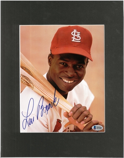 Lou Brock Autographed Matted Photo