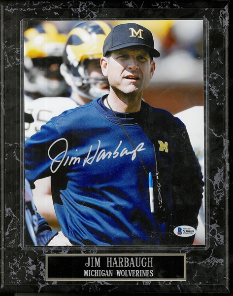 Jim Harbaugh Autographed 8x10 Photo Plaque