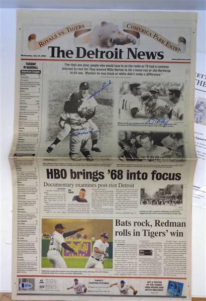 Lolich/Freehan/Northrup Autographed Newspaper