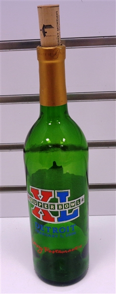2006 Super Bowl XL Etched Glass Wine Bottle