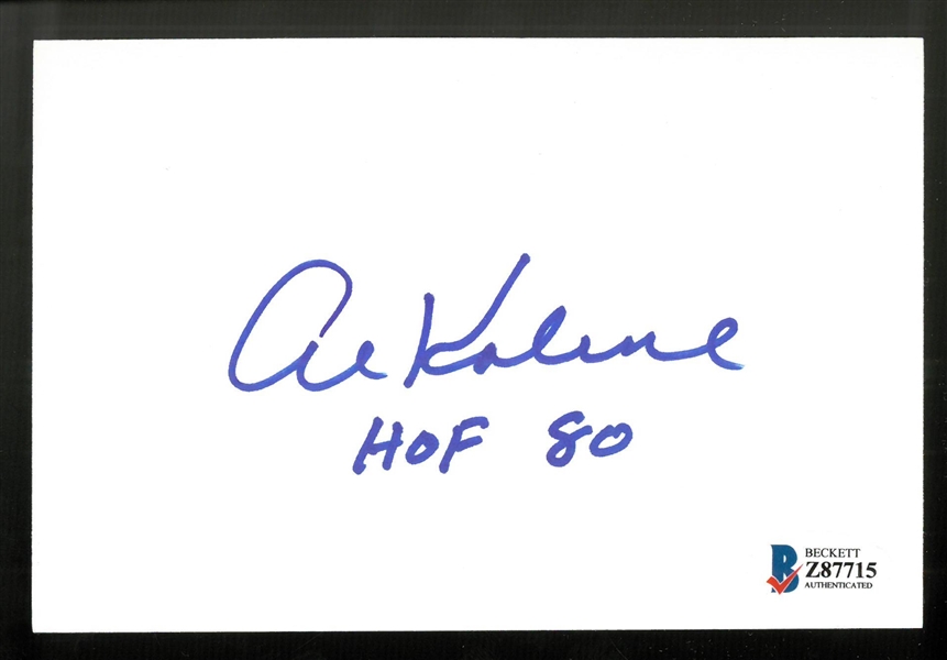 Al Kaline Autographed 3x5 Index Card