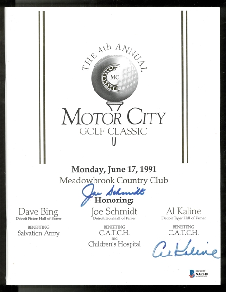 Al Kaline & Joe Schmidt Autographed Golf Outing Program