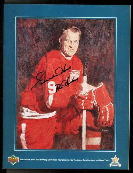 Gordie Howe Autographed 65th Birthday Program w/ Mr Hockey