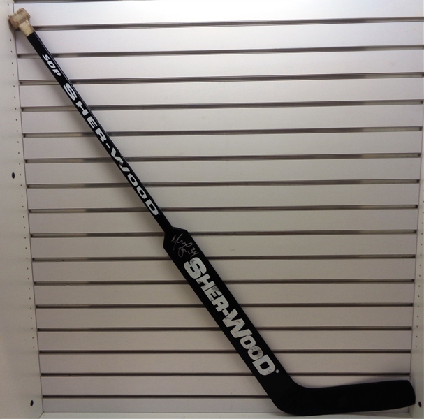 Manny Legace Autographed Game Used Stick