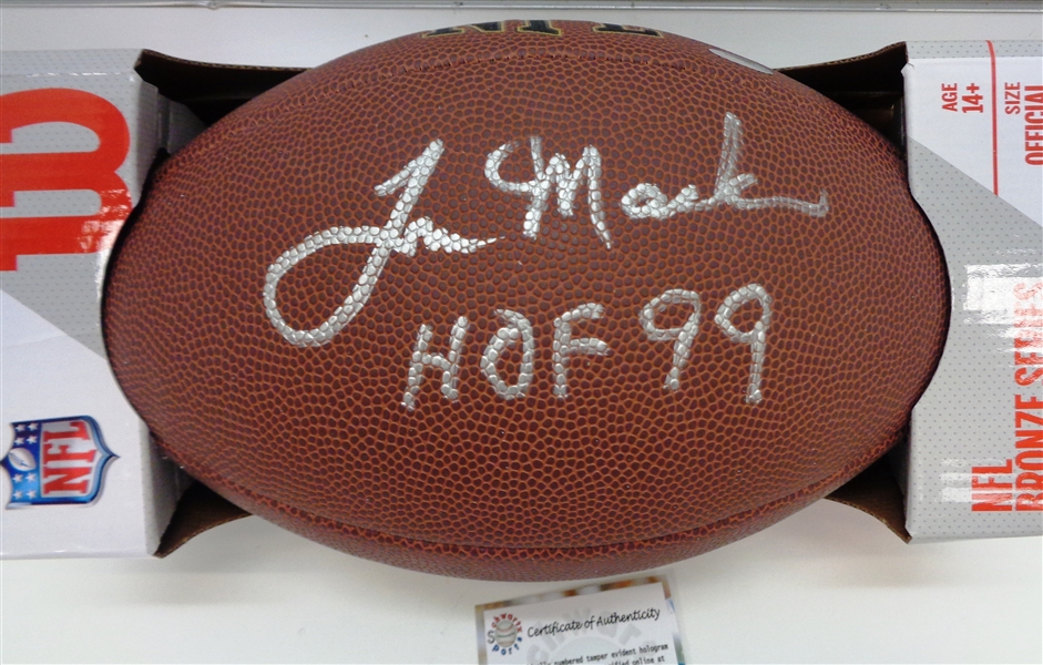 Tom Mack Autographed Football w/ HOF