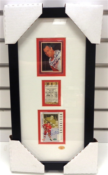 Gordie Howe & Ted Lindsay Autographed Cards Display