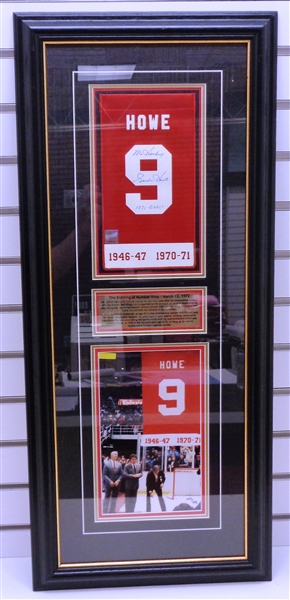 Gordie Howe Autographed Mini Banner Framed with 8x10