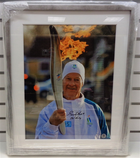 Gordie Howe #1/100 Autographed Framed 16x20 Olympic Torch