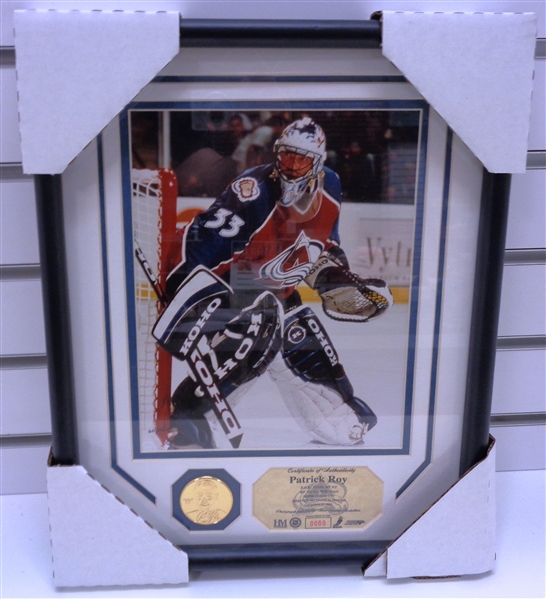 Patrick Roy Framed 8x10 Photo w/ Coin