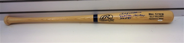 Billy Williams Autographed Bat w/ Inscriptions
