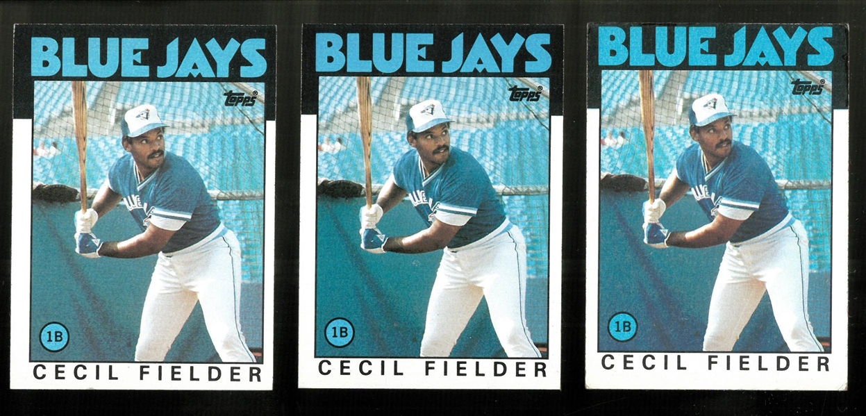 Cecil Fielder Lot of 3 1986 Topps Rookie Cards