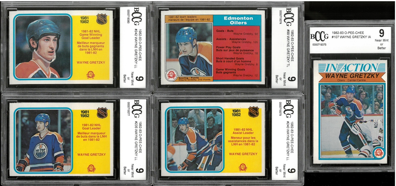 Wayne Gretzky Lot of 5 1982/83 O-Pee-Chee Cards