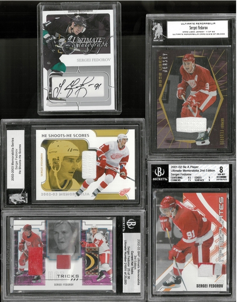 Sergei Fedorov Autographed/Jersey Card Lot