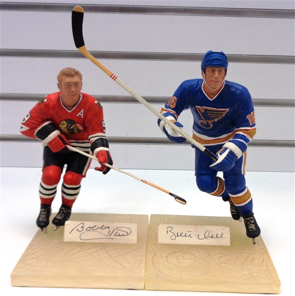 Bobby & Brett Hull Autographed Figurine Set
