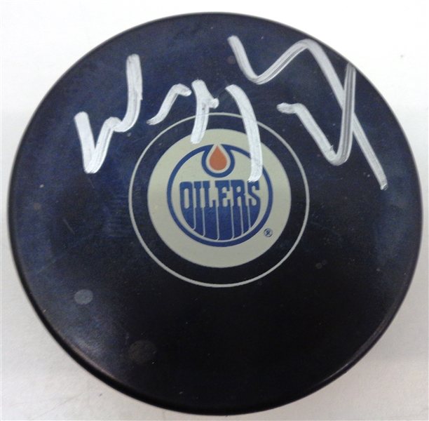 Lot Detail - Wayne Gretzky Autographed Oilers Puck