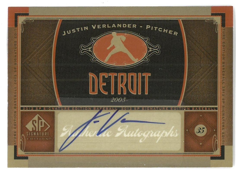 Justin Verlander Autographed 2012 UD SP Card