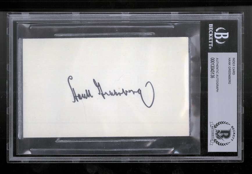 Hank Greenberg Autographed 3x5 Index Card