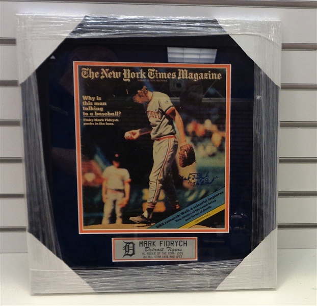 Mark Fidrych Signed & Framed NY Times 