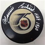 Maurice Richard Autographed NHL 75th Game Puck w/ HOF
