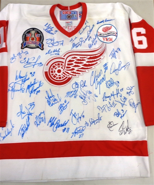 Detroit Red Wings Team Signed 1997 Cup Jersey w/ Extra Signatures