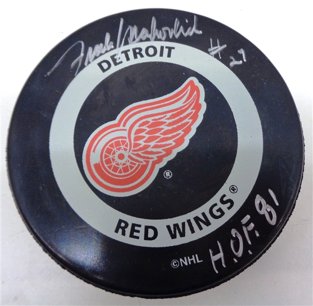 Frank Mahovlich Autographed Red Wings Puck w/ HOF