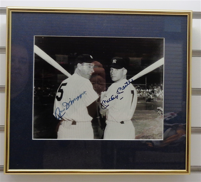 Mickey Mantle & Joe DiMaggio Autographed Framed 8x10 Photo