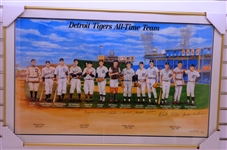 Detroit Tigers All Time Team Autographed Lithograph Framed