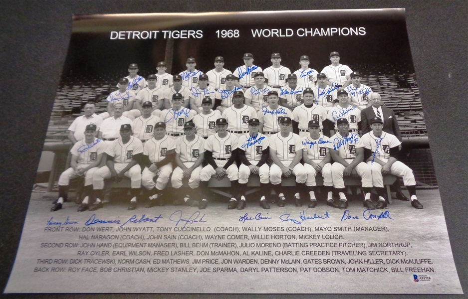 1968 Detroit Tigers Team Signed 16x20 (25 Autographs)