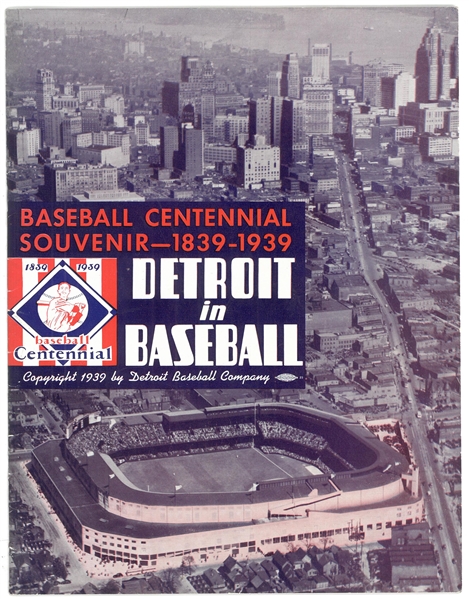 1939 Detroit Tigers Century of Baseball Opening Day Give Away Program