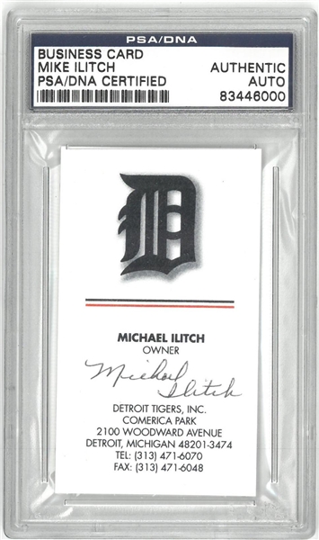 Mike Ilitch Autographed Detroit Tigers Business Card
