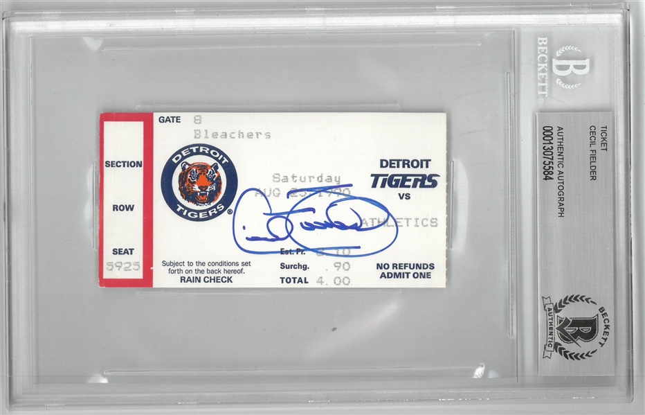 Cecil Fielder Autographed Ticket - HR Over Roof