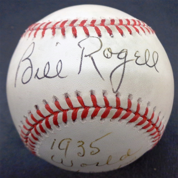 Bill Rogell Autographed Baseball w/ 1935 Champs