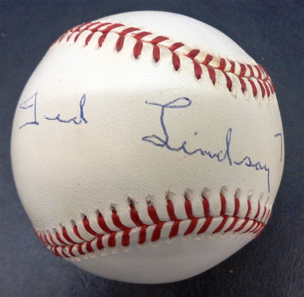 Ted Lindsay Autographed Baseball