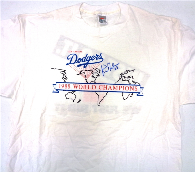 Kirk Gibson Autographed 1988 LA Dodgers Champs T-Shirt