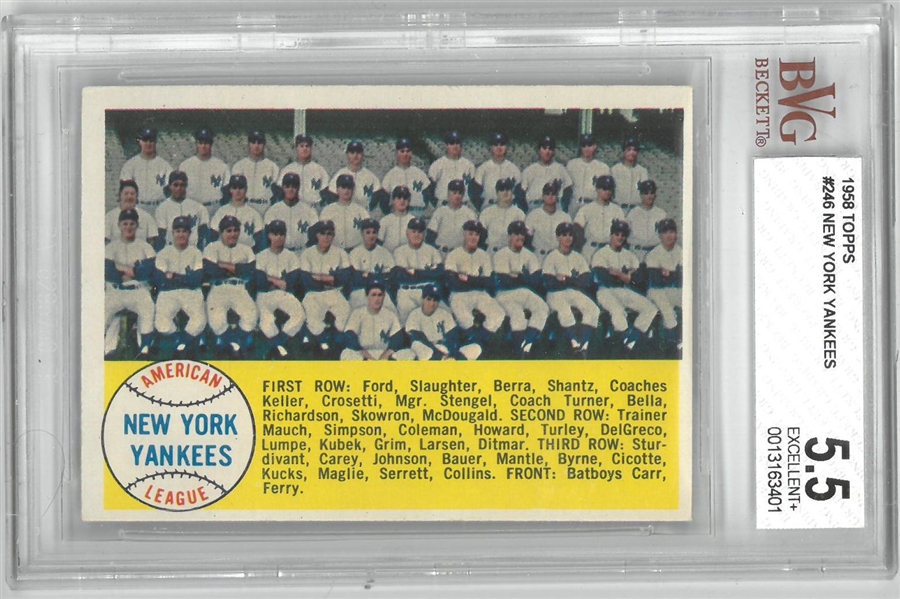 NY Yankees BVG 5.5 1958 Topps