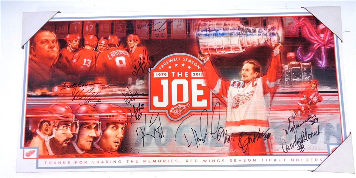 Red Wings Canvas Autographed by 11
