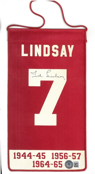 Ted Lindsay Autographed Mini Retirement Banner