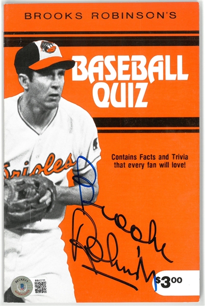 Brooks Robinson Autographed Baseball Quiz Book