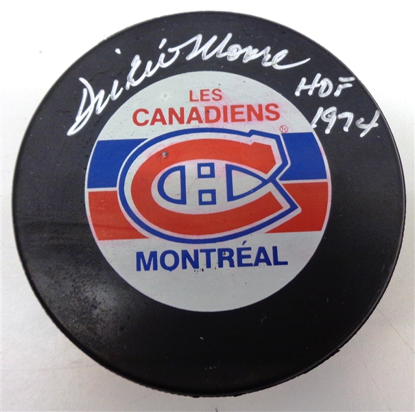 Dickie Moore Autographed Canadiens Puck