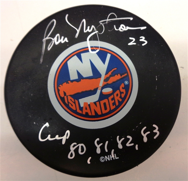 Bob Nystrom Autographed Islanders Puck