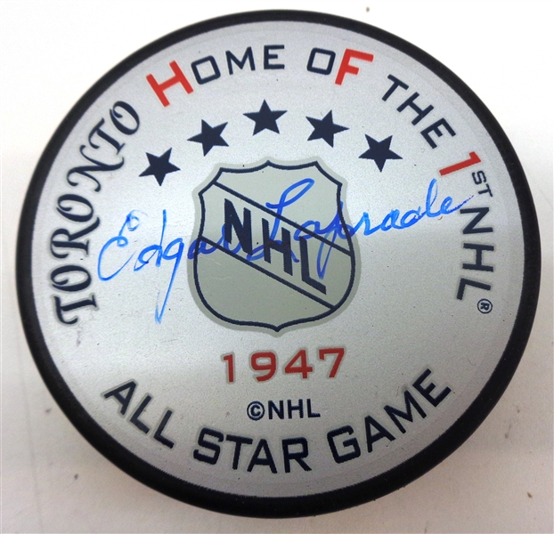 Edgar Laprade Autographed 1947 All Star Puck