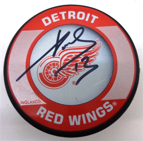 Pavel Datsyuk Autographed Red Wings Puck