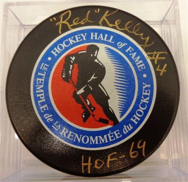 Red Kelly Autographed HOF Puck