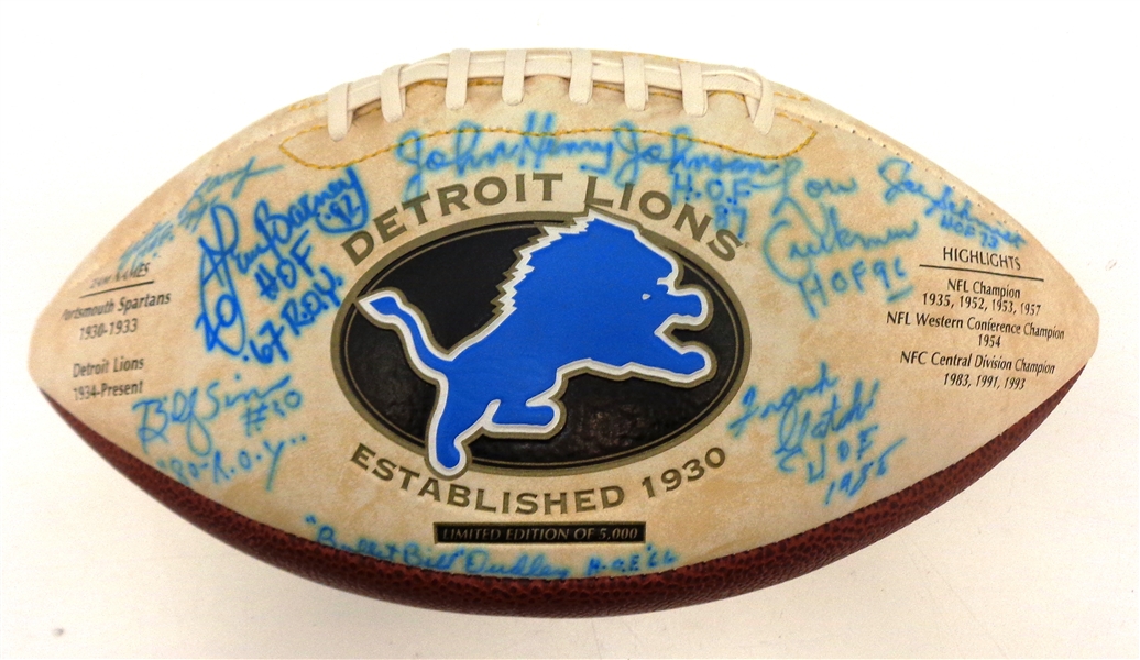 Detroit Lions Hall of Famers/Greats Football Signed by 8