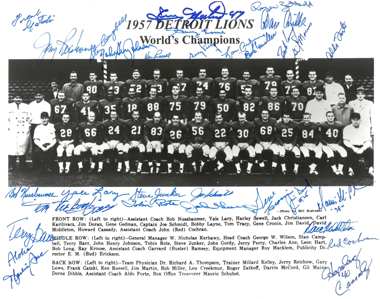 Lot Detail 1957 Detroit Lions 11x14 Autographed by 30+