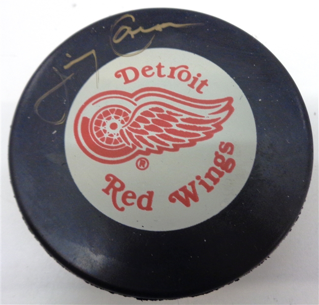 Jimmy Carson Autographed Red Wings Puck