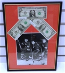 Production Line Autographed Dollar Bills Framed Collage (Howe/Lindsay/Abel) Kneeling