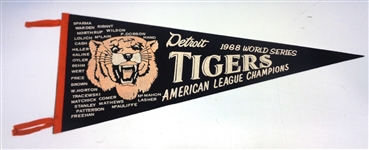 Detroit Tigers 1968 World Series Pennant w/ Names