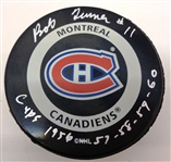Bob Turner Autographed Canadiens Puck w/ Cup Years