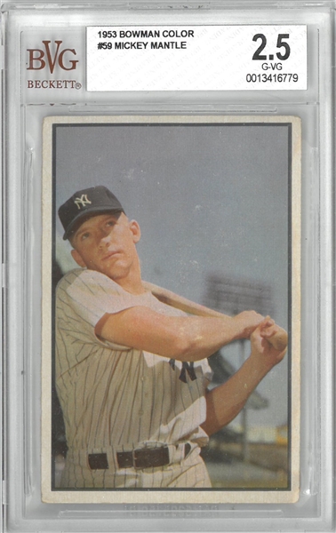 Mickey Mantle 1953 Bowman Color BVG 2.5